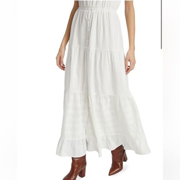 Splendid Northstar Tiered Cotton Buttons Down Maxi Dress In White.Size S - Picture 5 of 15